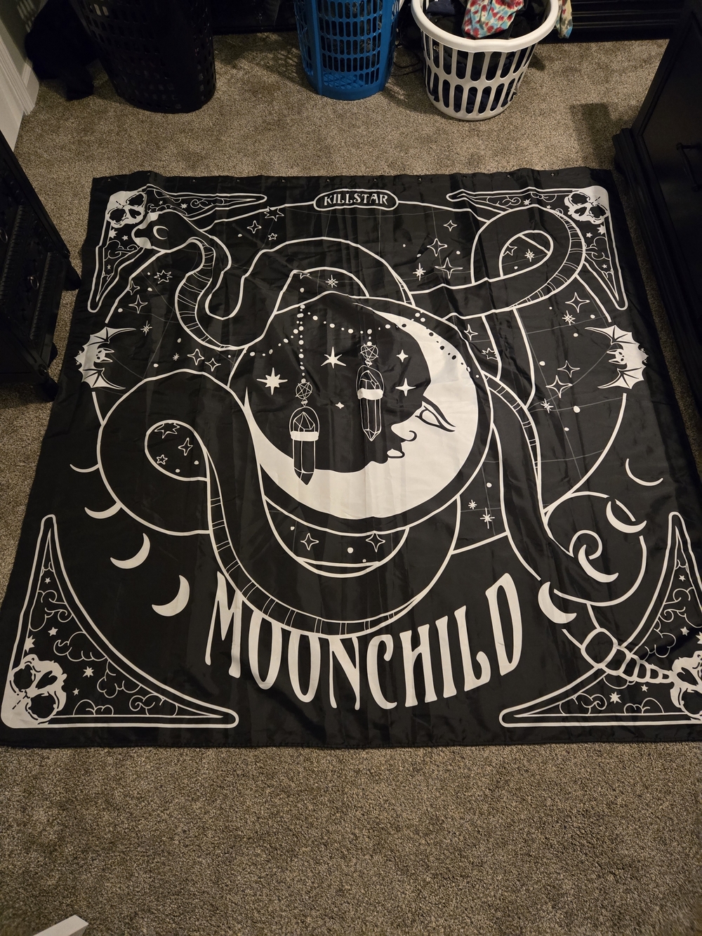 Killstar Moonchild Black & White Goth Shower Curtain